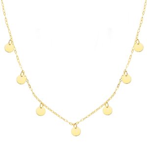18K GARGANTILLA ORO AMARILLO CHAPAS REDONDAS 5 MM CADENA FORZADA 45 CM