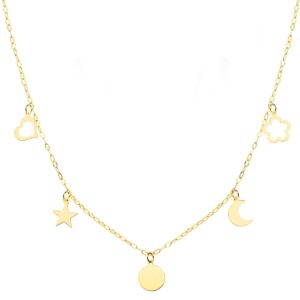 18K GARGANTILLA ORO AMARILLO CHAPAS MOTIVOS 6 MM CADENA FORZADA 45 CM