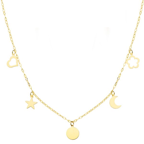 18K GARGANTILLA ORO AMARILLO CHAPAS MOTIVOS 6 MM CADENA FORZADA 45 CM