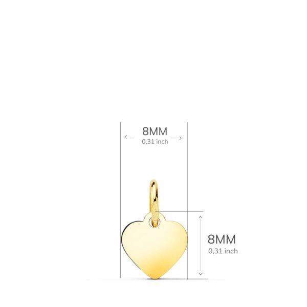 18K COLGANTE CHAPA CORAZON LISO EN BRILLO 8X8 MM - Imagen 2