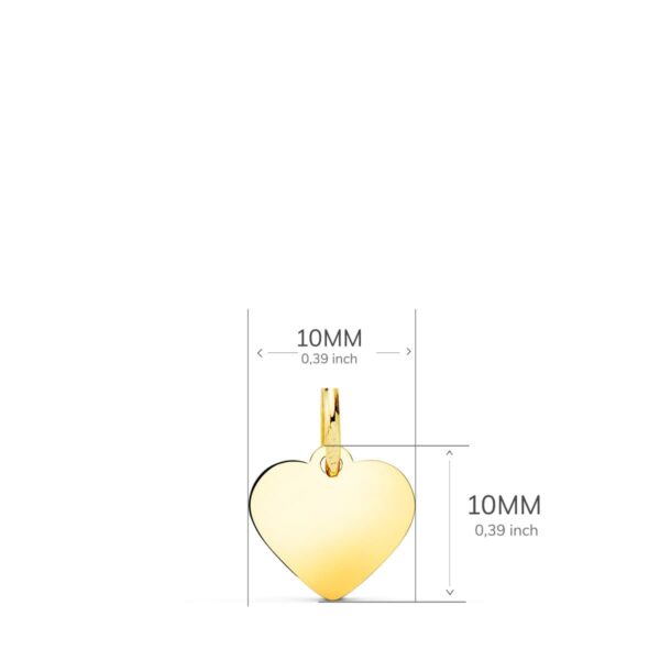 18K COLGANTE CHAPA  CORAZON LISO EN BRILLO 10X10 MM - Imagen 2