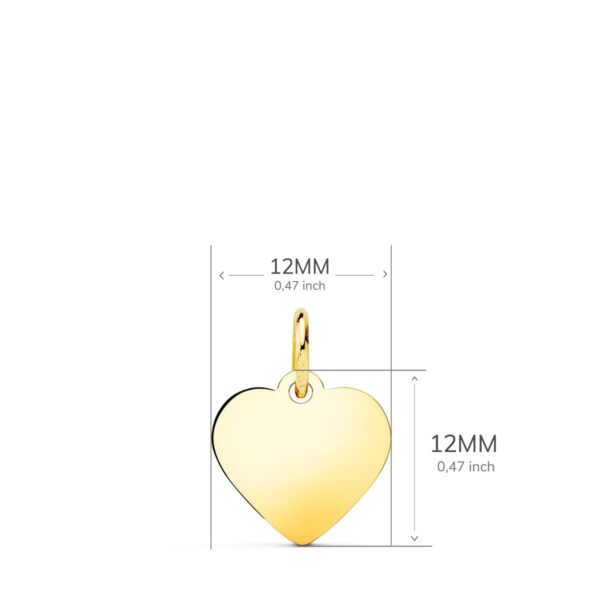 18K CHAPA CORAZON LISO EN BRILLO 12X12 MM - Imagen 2