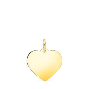 18K CHAPA  CORAZON LISO EN BRILLO 16X16 MM