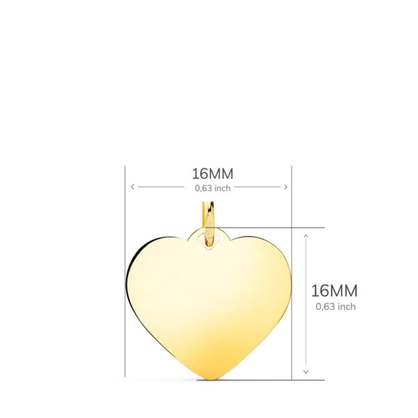 18K CHAPA  CORAZON LISO EN BRILLO 16X16 MM - Imagen 2