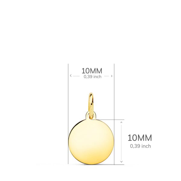 18K CHAPA DISCO ORO AMARILLO LISO EN BRILLO 10 MM - Imagen 2