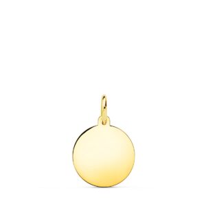 18K CHAPA DISCO ORO AMARILLO LISO EN BRILLO 12 MM