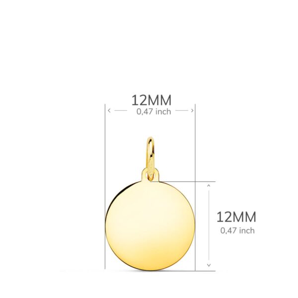 18K CHAPA DISCO ORO AMARILLO LISO EN BRILLO 12 MM - Imagen 2