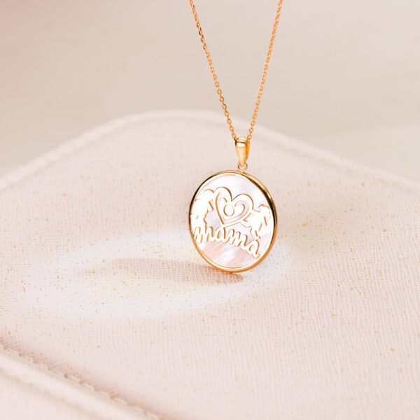 18K COLGANTE ORO AMARILLO MAMA NACAR NIÑO-NIÑA 20 MM - Imagen 2