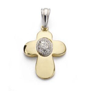18K CRUZ BICOLOR CIRCONITAS 23X17 MM