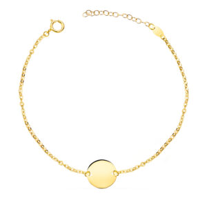 18K PULSERA ORO AMARILLO DISCO EN BRILLO REDONDO 12 MM. LARGO: 18   3 CM