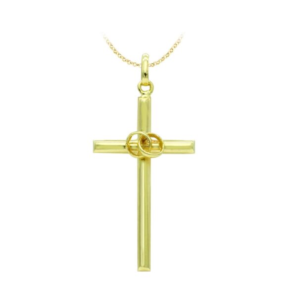 18K CRUZ ORO AMARILLO HUECA ALIANZAS. 27X14 MM