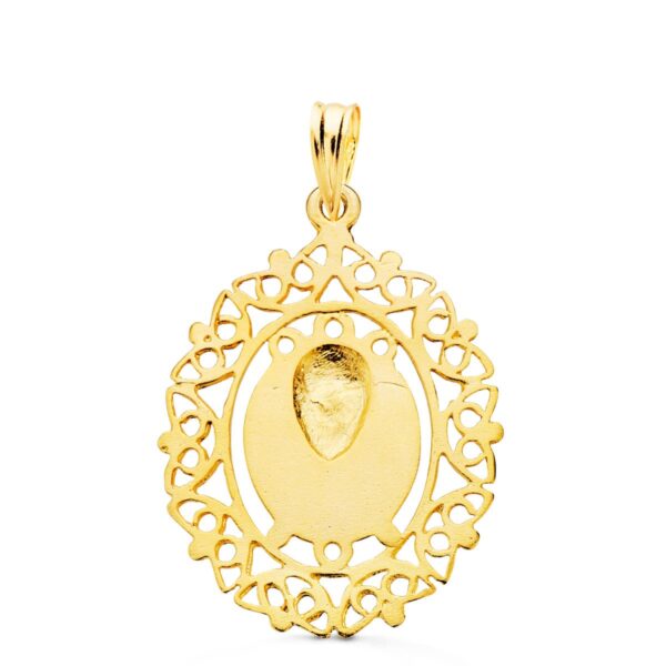18K MEDALLA VIRGEN DE LA MACARENA CERCO FILIGRANA 28X21 MM - Imagen 2
