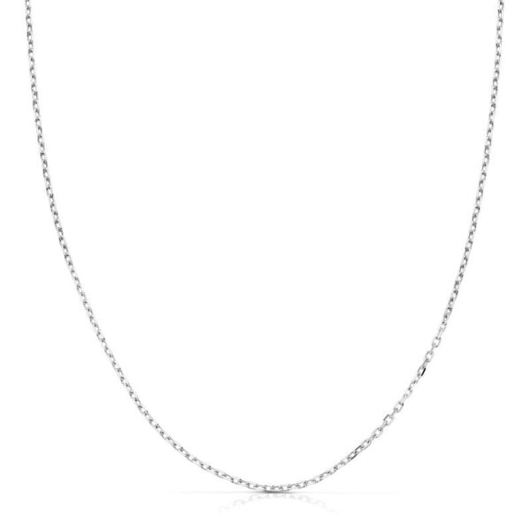 18K CADENA MACIZA ORO BLANCO FORZADA 40 CM ANCHO 1 MM