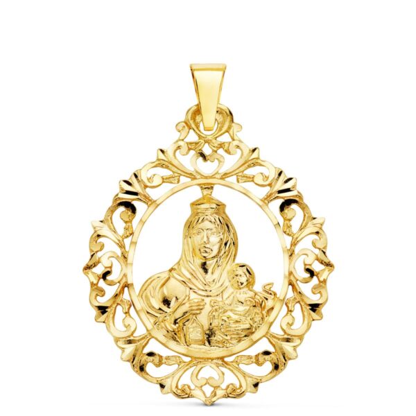 18K MEDALLA VIRGEN DEL CARMEN ORLA FILIGRANA 37X30 MM