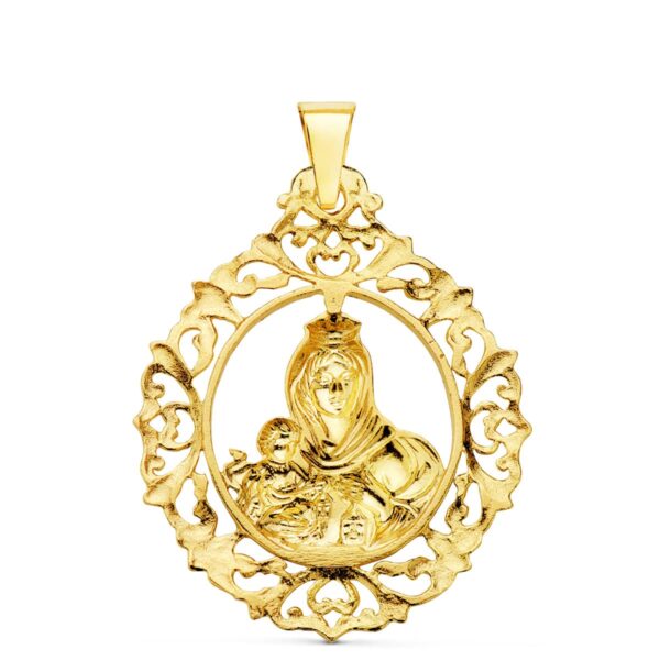18K MEDALLA VIRGEN DEL CARMEN ORLA FILIGRANA 37X30 MM - Imagen 2