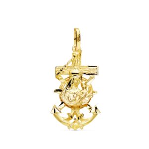 18K CRUZ MARINERA VIRGEN DEL CARMEN 27X15 MM