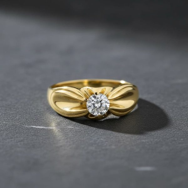 18K SOLITARIO ORO AMARILLO MACIZO CON CIRCONITA DE 5 MM - Imagen 4