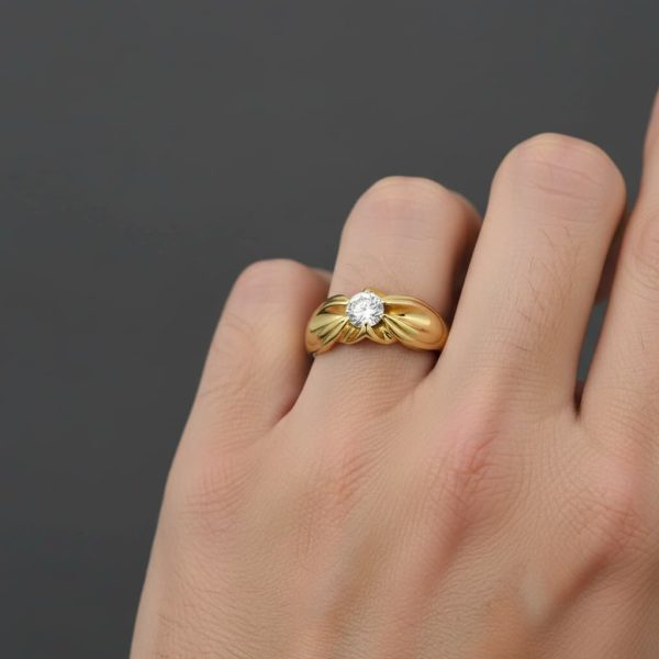 18K SOLITARIO ORO AMARILLO MACIZO CON CIRCONITA DE 5 MM - Imagen 3