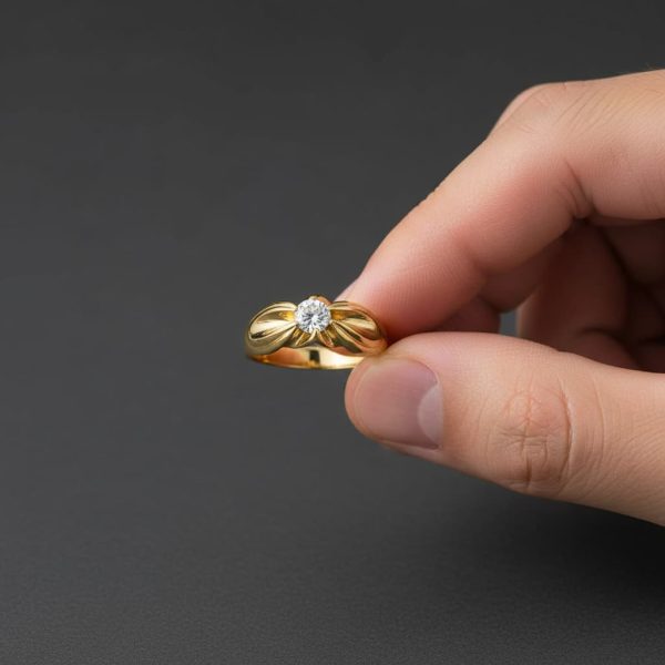 18K SOLITARIO ORO AMARILLO MACIZO CON CIRCONITA DE 5 MM - Imagen 5