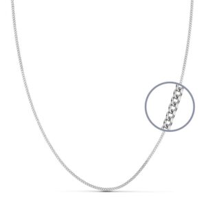 18K CADENA MACIZA ORO BLANCO BARBADA 1 MM 45 CM