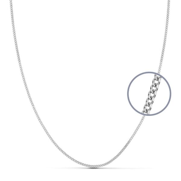 18K CADENA MACIZA ORO BLANCO BARBADA 1 MM 45 CM