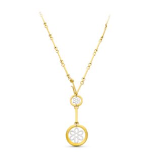 18K GARGANTILLA ORO BICOLOR CIRCULOS Y FLOR 45 CM