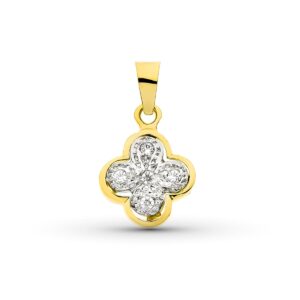 18K CRUZ ORO BICOLOR CON CIRCONITAS 14X11 MM