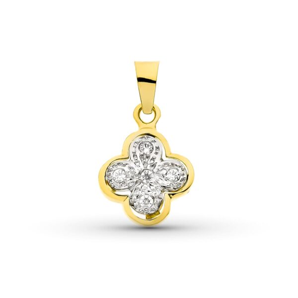 18K CRUZ ORO BICOLOR CON CIRCONITAS 14X11 MM