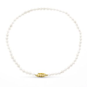 18K COLLAR PERLA CULTIVADA BROCHE TIMON ORO AMARILLO 40 CM