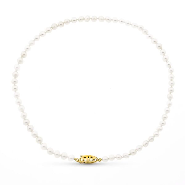 18K COLLAR PERLA CULTIVADA BROCHE TIMON ORO AMARILLO 40 CM