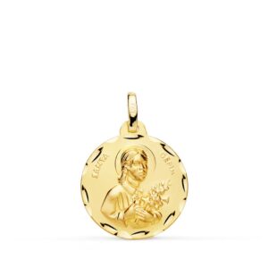 18K MEDALLA SANTA GEMA TALLADA 18 MM