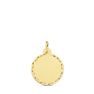 18K CHAPA DISCO LISO MATE TALLADO 14 MM