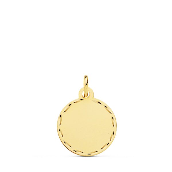 18K CHAPA DISCO LISO MATE TALLADO 14 MM