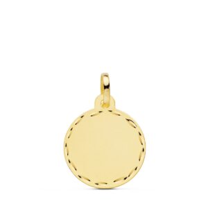 18K CHAPA DISCO LISO MATE TALLADO 16 MM