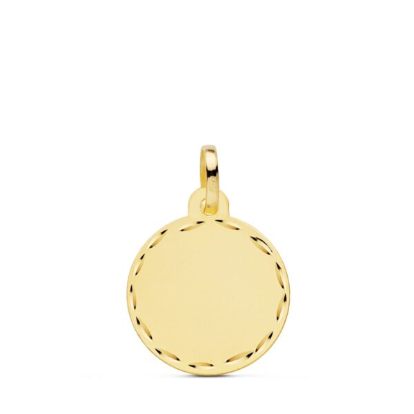 18K CHAPA DISCO LISO MATE TALLADO 16 MM