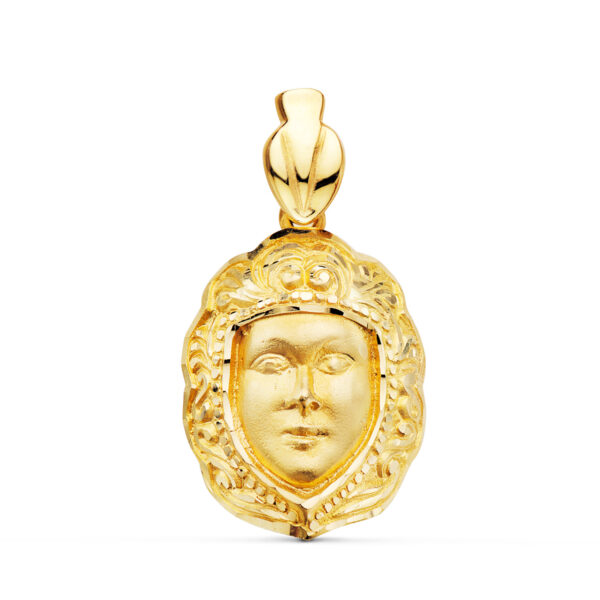 18K COLGANTE ORO AMARILLO ROSTRO VIRGEN DEL ROCIO  26 X 18 MM