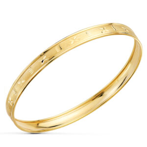 18K PULSERA ARO TALLADO LABRADO Y MATIZADO