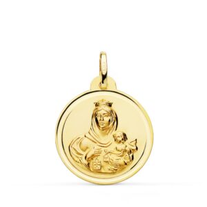 18K MEDALLA VIRGEN DEL CARMEN BISEL 22 MM