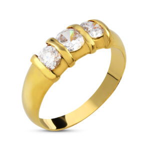 18K TRESILLO ORO AMARILLO MACIZO CABALLERO CON 3 CIRCONITAS DE 5 MM
