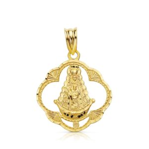 18K MEDALLA VIRGEN DEL ROCIO PANDERETA 25X22 MM