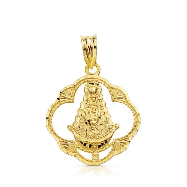 18K MEDALLA VIRGEN DEL ROCIO PANDERETA 25X22 MM