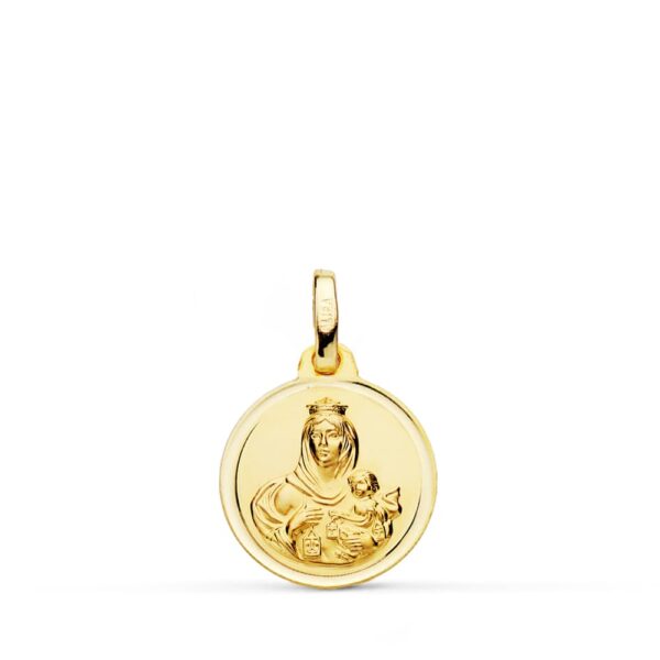 18K MEDALLA VIRGEN DEL CARMEN BISEL 14 MM