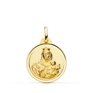 18K MEDALLA VIRGEN DEL CARMEN BISEL 20 MM