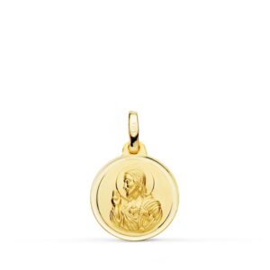 18K MEDALLA CRISTO SAGRADO CORAZON DE JESUS BISEL 14 MM