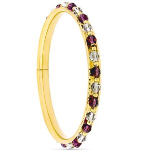 18K PULSERA RIGIDA CON PIEDRAS ROJA Y BLANCA