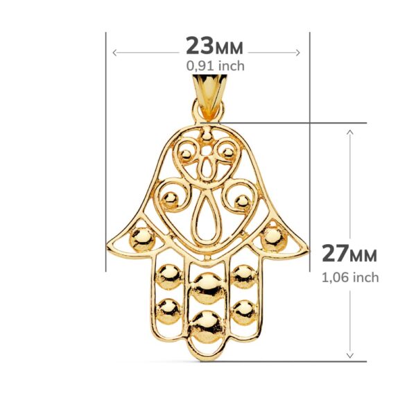 18K COLGANTE MANO FATIMA 27X23 MM - Imagen 2