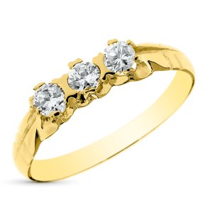 18K SORTIJA TRESILLO ORO AMARILLO CABALLERO CIRCONITAS DE 2.5 MM