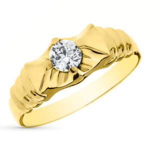 Anillo Solitario Hombre en Oro 18K Circonita 4mm