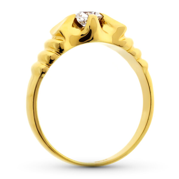 Anillo Solitario Hombre en Oro 18K Circonita 4mm - Imagen 2