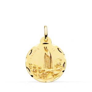 18K MEDALLA VIRGEN DE FATIMA TALLADA 22 MM